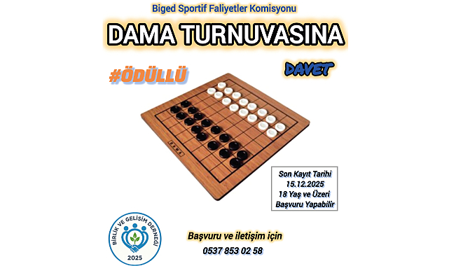 BİGED’den Dama Turnuvası Duyurusu: Başvurular Başladı