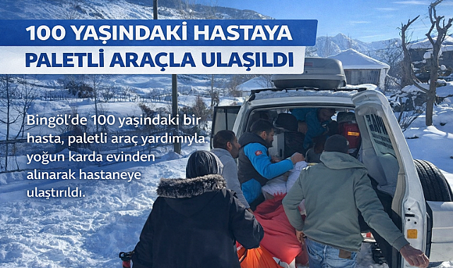 100 Yaşındaki Hastaya Paletli Araçla Ulaşıldı