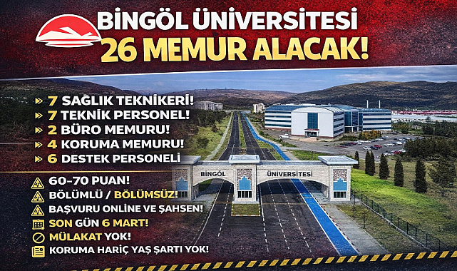 Bingöl Üniversitesi 26 sözleşmeli personel alacak