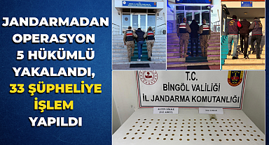 Jandarmadan Operasyon: 5 Hükümlü Yakalandı, 33 Şüpheliye İşlem Yapıldı