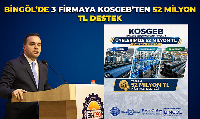 Bingöl’de 3 Firmaya KOSGEB’ten 52 Milyon TL Destek