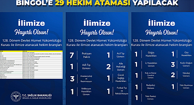 Bingöl’e 29 Hekim Ataması Yapılacak