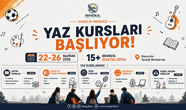 Bingöl Belediyesi’nden 21 Branşta Ücretsiz Yaz Kursu