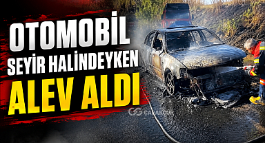 Otomobil Seyir Halindeyken Alev Aldı
