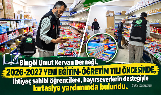 Bingöl Umut Kervan Derneği, 2026-2027 yeni eğitim-öğretim yılı öncesinde, ihtiyaç sahibi öğrencilere, hayırseverlerin desteğiyle kırtasiye yardımında bulundu.
