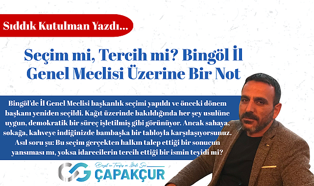 Seçim mi, Tercih mi? Bingöl İl Genel Meclisi Üzerine Bir Not